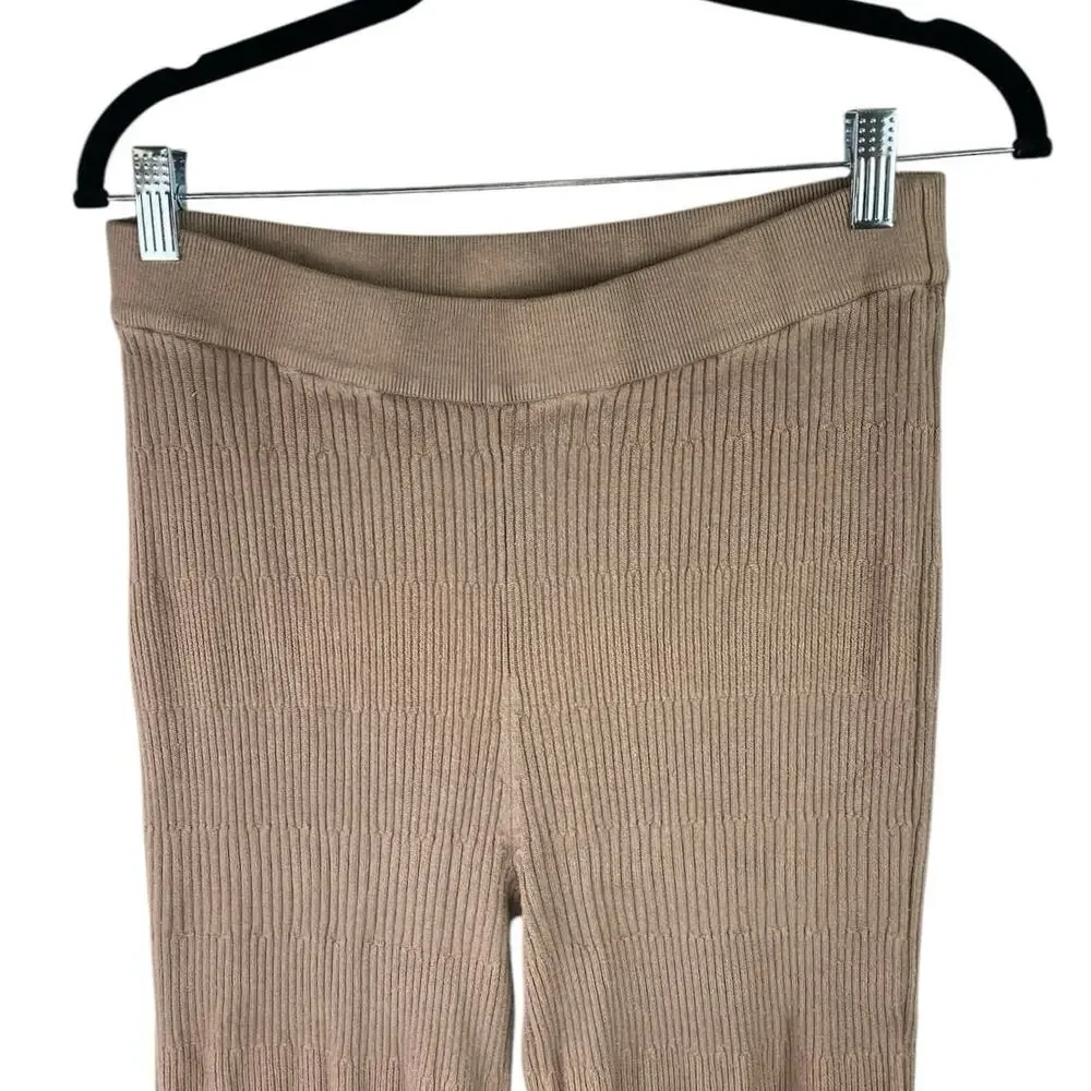 Song Of Style Tan Rib Knit High Waist Flared Bootcut Trousers Leggings Pants XL